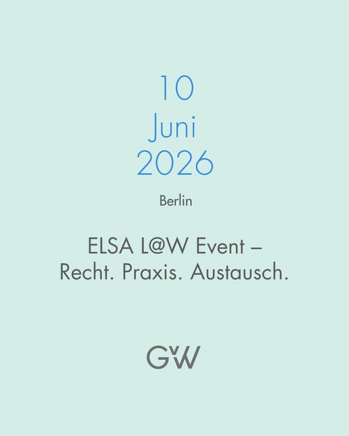 Die ELSA L@W Veranstaltungsreihe (Lawyers at Work) steht für juristische Praxis zum Anfassen. Gemeinsam mit...
